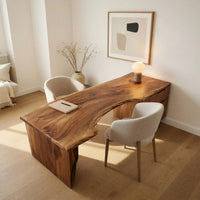 Hand-Planed Crescent Desk with Solid Wood Plinth Legs, view 8