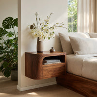 Solid Wood Nightstand Floating Bedroom, view 8