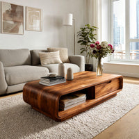 Softened Rectangle Coffee Table with Drawer and Open Bay, view 8