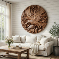 Round Eagle Medallion, Carved Wood Wall Sculpture, view 8 — view 8