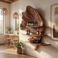 Solid Wood Wine Rack Boho Wall Stand Apartment Accent Feature, view 8