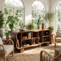 Mid-Century Rounded Tv Stand For Great Room Interior, view 8