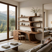 Driftform Desk, Hand-Shaped from Solid Walnut Planks, view 8
