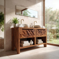 Solid Wood Bathroom Vanity Rustic With Two Drawers, view 8