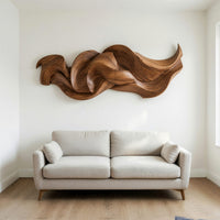Drifting Ribbon Wall Sculpture in Warm Grained Hardwood, view 8 — view 8