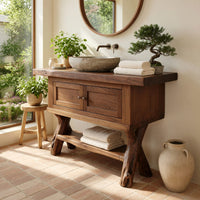 Solid Wood Live Edge Vanity Handmade Sink Family Bathroom, view 8