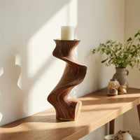 Solid Wood Candle Holder Farmhouse Outdoor Garden Table, view 8