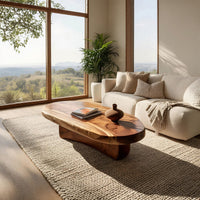 Stoneform Coffee Table with Live-Edge Wood Top, view 8