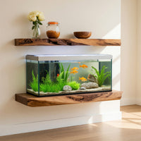 Solid Wood Aquarium Stand Cozy Living Room Rustic Floating Shelf, view 8