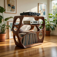 Solid Wood Record Player Stand Minimalist Music Studio Interior Area, view 8
