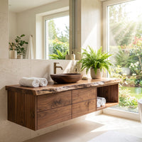 Solid Wood Bathroom Vanity Handcrafted Live Edge Interiors, view 8