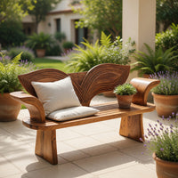 Solid Wood Outdoor Garden Bench Rustic Solid Entryway Hallway, view 8
