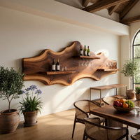 Solid Wood Wine Rack Wall Mounted Shelf Dining Room, view 8