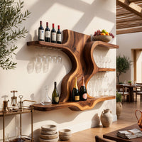 Solid Wood Wine Rack Open Shelf Entertaining Area, view 8