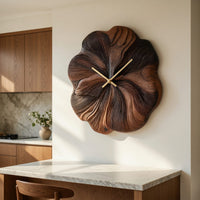 Solid Wood Clock Floral Wall Decor Living Room, view 8