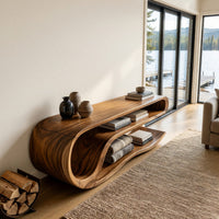 Driftfold Media Console, Carved from Solid Timber, view 8