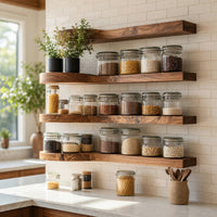 Solid Wood Spice Rack Mid Century Handmade Storage Kitchen Wall, view 8