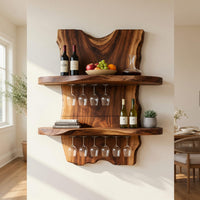 Solid Wood Wine Rack Mid Century Decorative Holder Home Bar, view 8