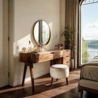 Solid Wood Dressing Table Handmade Vanity Desk With Storage Drawers, view 8