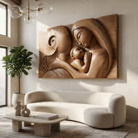Mother and Child Carved Hardwood Wall Relief Panel, view 8 — view 8