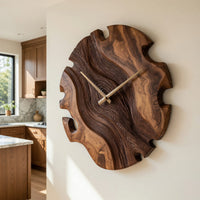 Solid Wood Clock Elegant Sculptural Wall Living Room, view 8