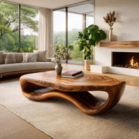 Freeform Loop Coffee Table with a Sculpted Wave Body, view 8