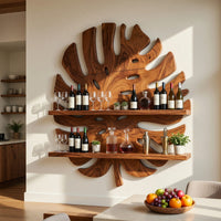 Solid Wood Wine Rack Wall Holder Home Bar Bottle Showcase, view 8