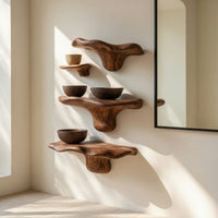 Solid Wood Mushroom Shelf Farmhouse Live Edge Rustic Home, view 8