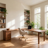 Modern L Shaped Desk With Open Bookshelves For Home Study, view 8