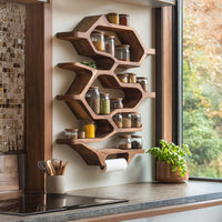Solid Wood Spice Rack Handcrafted Kitchen Organization, view 8