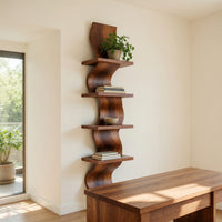 Solid Wood Wall Mounted Shelf Curved Floating Statement Living Room, view 8