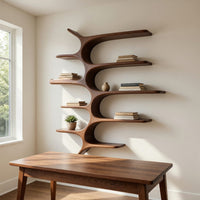 Solid Wood Wall Mounted Shelf Minimalist Home, view 8