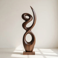 Solid Wood Sculpture Wall Art Handcrafted Abstract Living Room, view 8