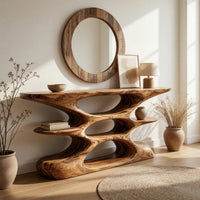Rippled Console Table in Solid Figured Hardwood, view 8