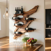 Solid Wood Wine Rack Rustic Furniture Home Bar Wall, view 8