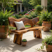 Solid Wood Outdoor Garden Bench Live Edge Entryway Natural Home Interiors, view 8