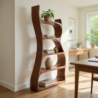 Solid Wood Standing Shelf Elegant Natural Entryway Display, view 8