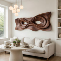 Looping Current Wall Relief, Hand Carved in Walnut, view 8 — view 8