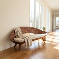 Modern Woven Leaf Shape Bench For Garden Interior Space, view 8