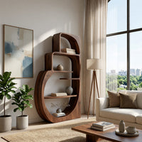 Four-Tier Bookshelf with a Carved Circular Base, view 8