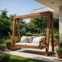 Solid Wood Porch Swing Outdoor Bench Garden Patio Relaxation, view 8