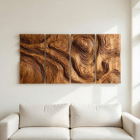 Layered Contour Wall Art in Four Carved Panels, view 8 — view 8