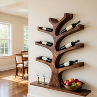 Solid Wood Wine Rack Rustic Wall Mounted Tree Branch Holder Kitchen, view 8