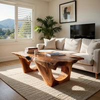 Live Edge Coffee Table on Twin Pedestals, Made to Order, view 8
