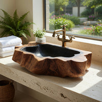 Solid Wood Sink Vanity Handcrafted Wall Mounted Bathroom Natural, view 8