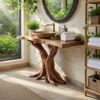 Solid Wood Live Edge Vanity Bathroom Handmade Bathroom, view 8