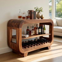 Solid Wood Bar Cabinet Wine With Rounded Edges Dining Island, view 8