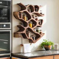 Solid Wood Spice Rack Rustic Entryway Design With Handcrafted Cabinet, view 8
