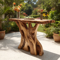 Solid Wood Teak Outdoor Table Solid Console Live Edge Design Entryway, view 8