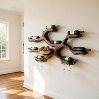Solid Wood Wine Rack Wall Display Kitchen Dining Area, view 8